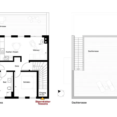 Apartment Steernkieker- Traumhafte Mit Zwei Dachterrassen Tossens
